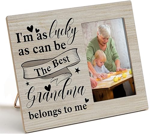 Marco de fotos de madera rústica para la mejor abuela, para mesa o pared (para fotos de 4 x 6 pulgadas), regalo para abuela