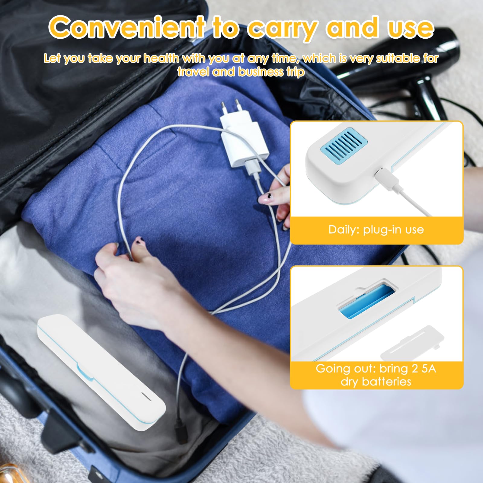 Portaspazzolino UV, disinfettante e sterilizzatore per famiglia/viaggi, regalo di compleanno per uomini