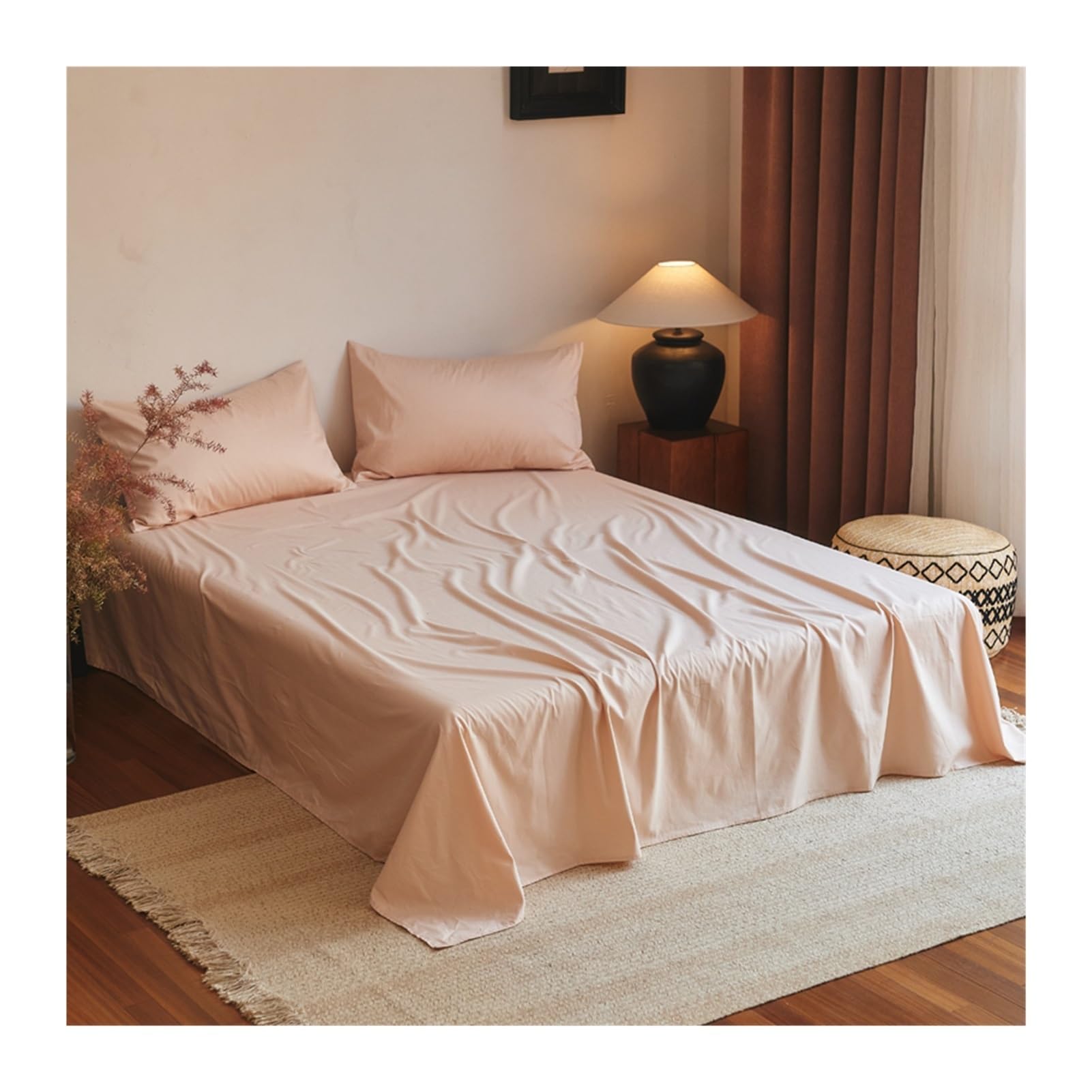 Bettlaken ohne Gummizug 500 TC Langstapelige Baumwolle Betttuch Laken Leintuch Haustuch in Hotelqualität vielen Größen und Farben(Pink B,160x230cm)