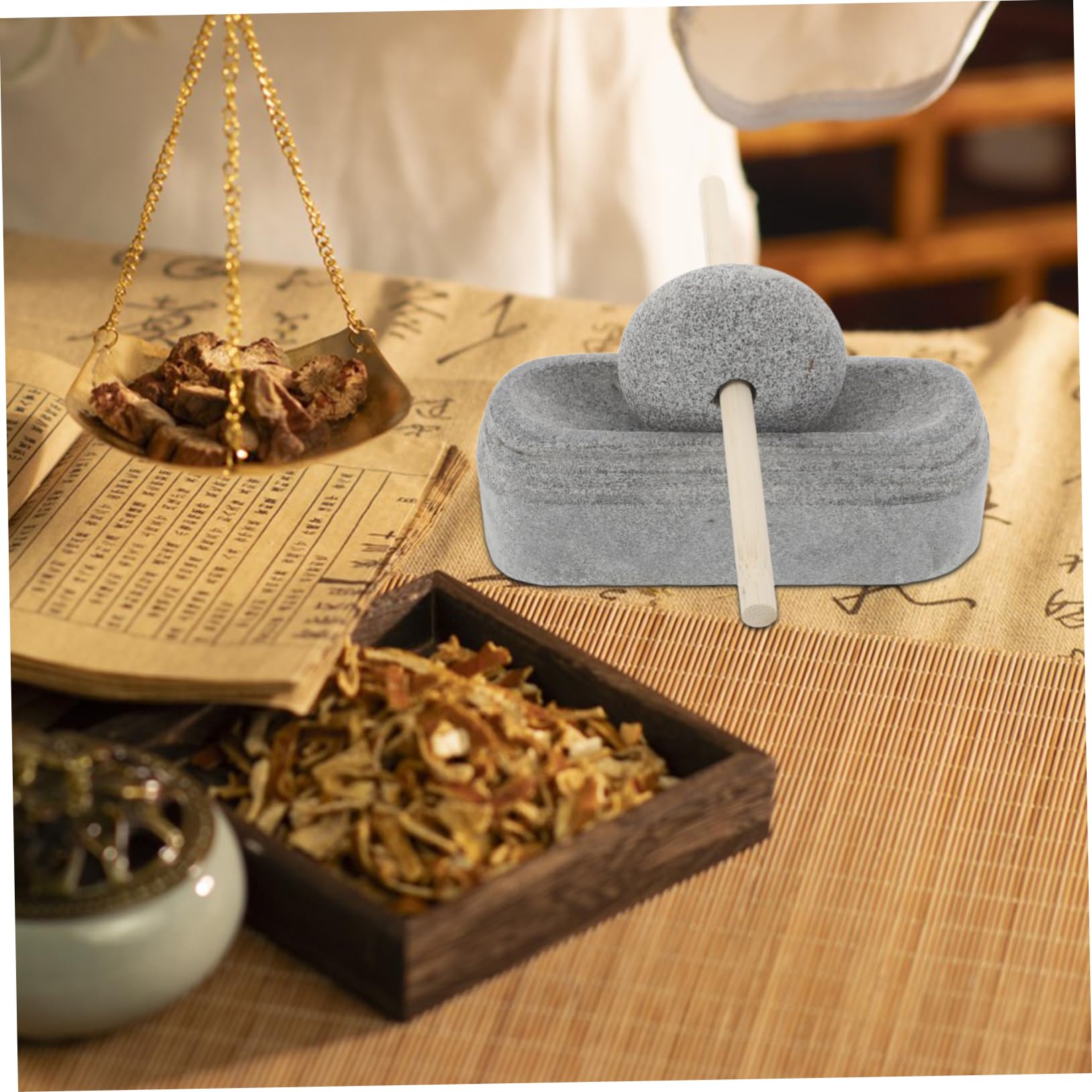 Cabilock Mörser und Stößel aus Stein mit Manuellem Betrieb und Stabilem Design zum Zerkleinern von Gewürzen und Knoblauch in Küche und Zuhause