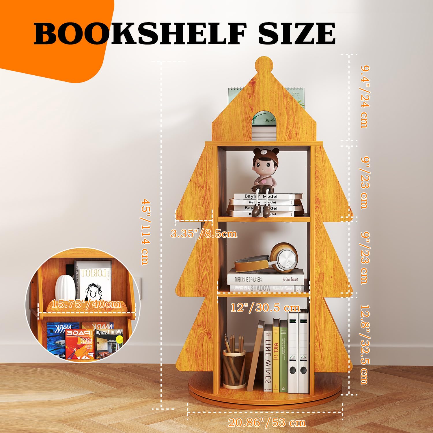 Amazon｜ISXACFF 360°回転本棚 クリスマスツリーディスプレイ 本棚