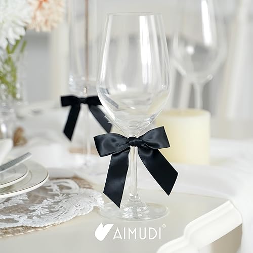 Vista 64 de AIMUDI Lazos giratorios para bolsas de golosinas de 3.5 pulgadas, lazos de satén azul turquesa para manualidades, lazos prefabricados con lazos Azul