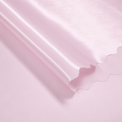 Miniatura 6 de P Pothuiny Paquete de 2 manteles cuadrados de satén rosa claro de 54 x 54 pulgadas, manteles de satén superpuestos de tela suave brillante para