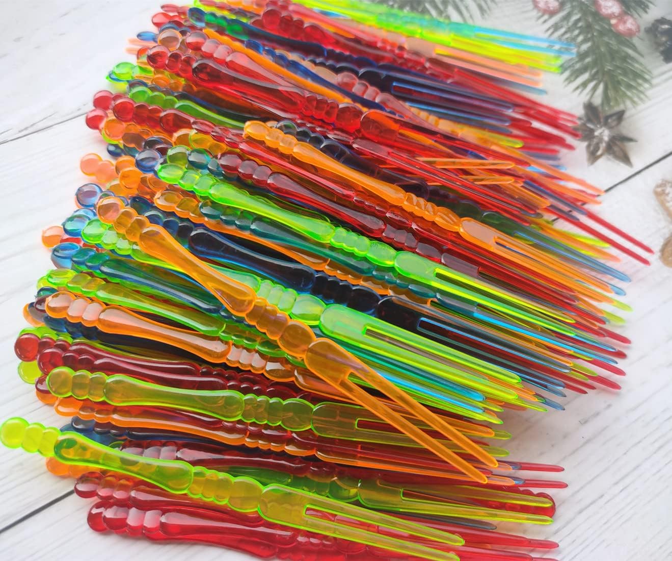 400PCS Disposable Plastic Cocktail Picks Fruit Forks, Mini