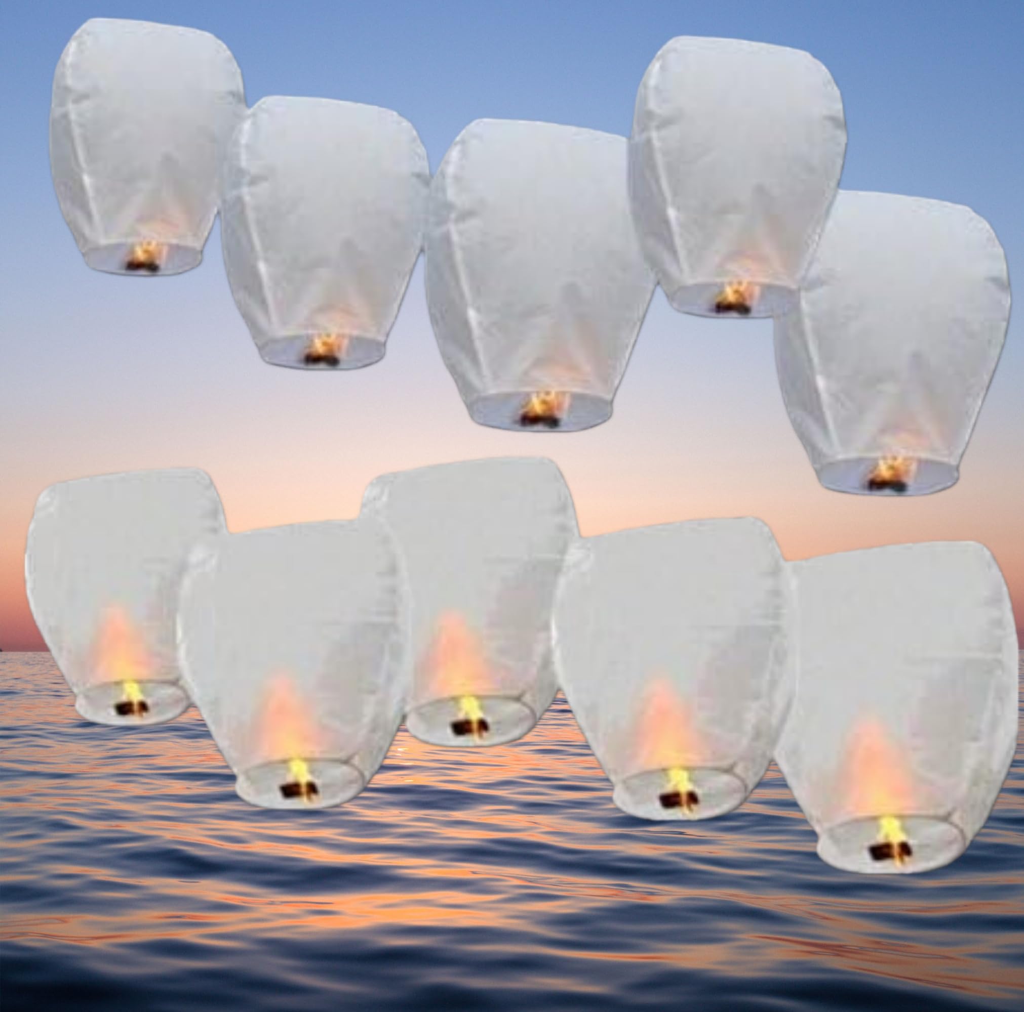 A Liittle Tree -20 Eco-Friendly Chinese Flying Floating Sky Lanterns Birthdays Weddings Parties Memorials(White)