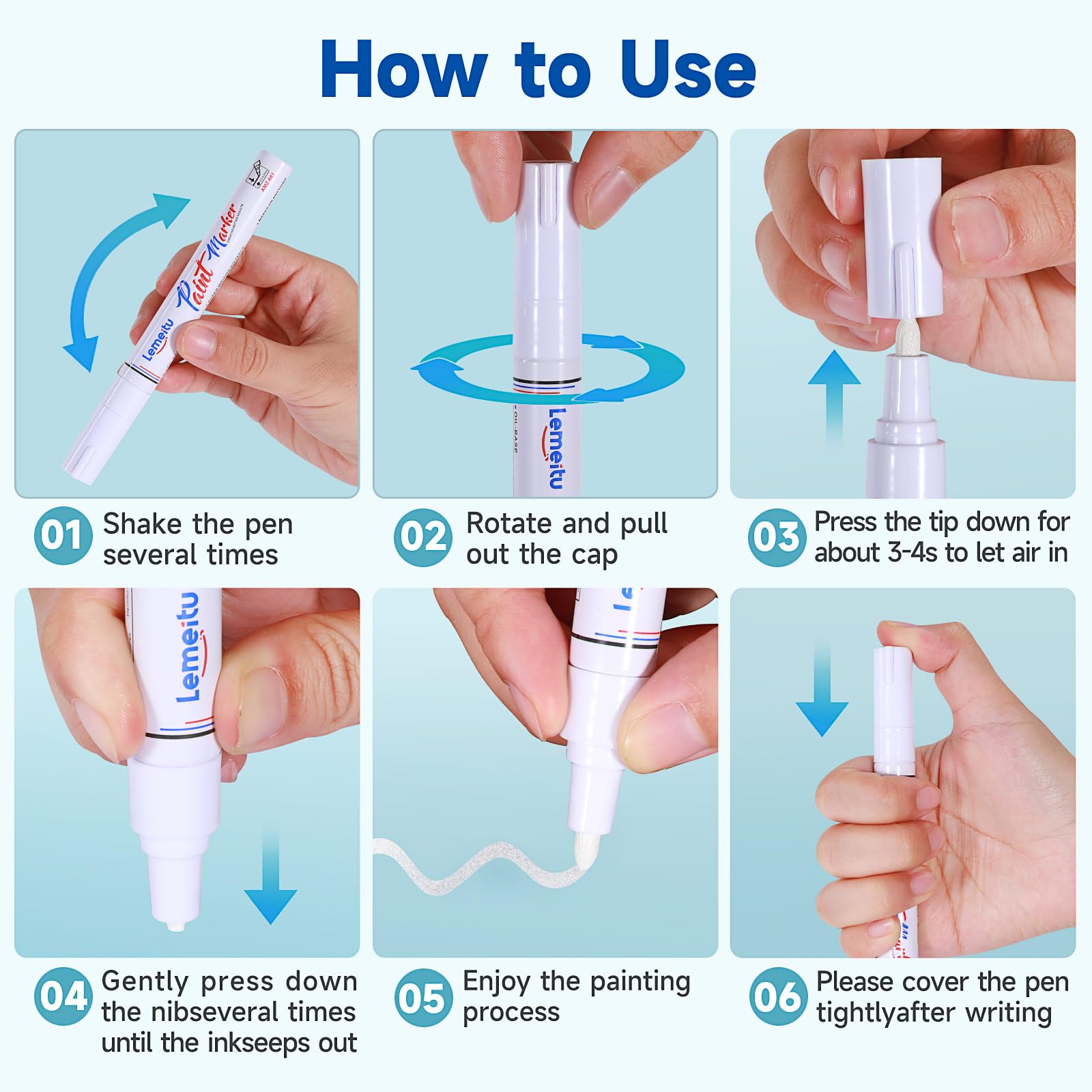 Pennarelli Permanenti Impermeabili - 8 Colori, A Base Olio, Per Pietra, Metallo, Legno, Ceramica - Foto 9