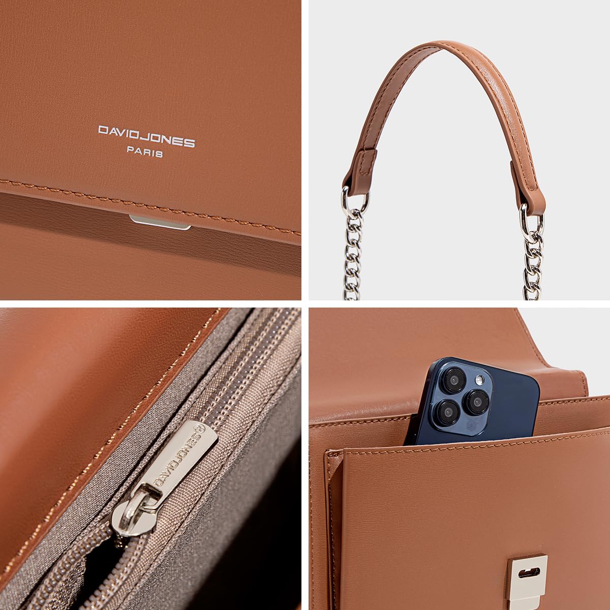 David Jones - Damen Umhängetasche Mittelgoße, Crossbody Bag Clutch