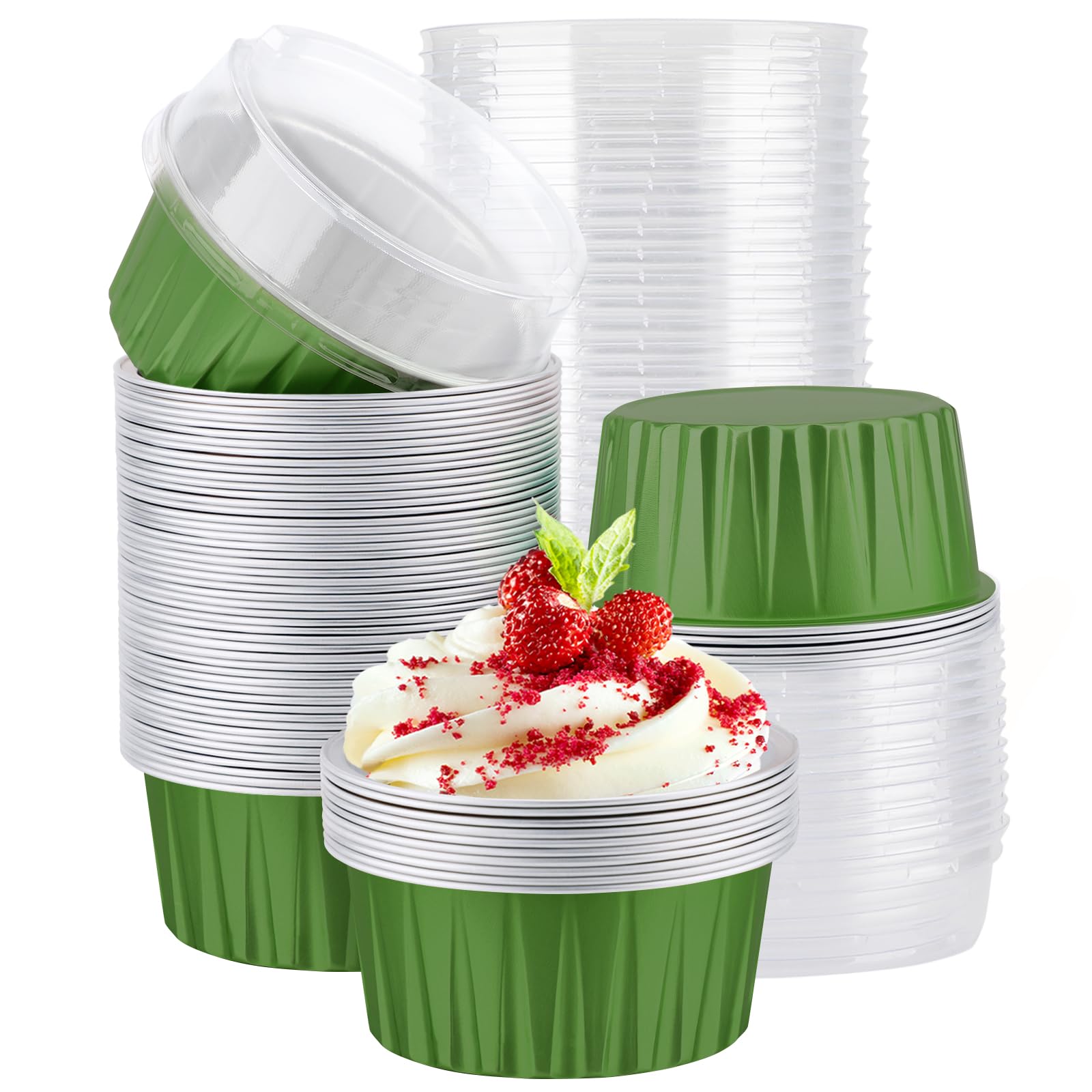 Moule aluminium 140g avec couvercle hermétique pour cuisson haute température de mini gâteaux