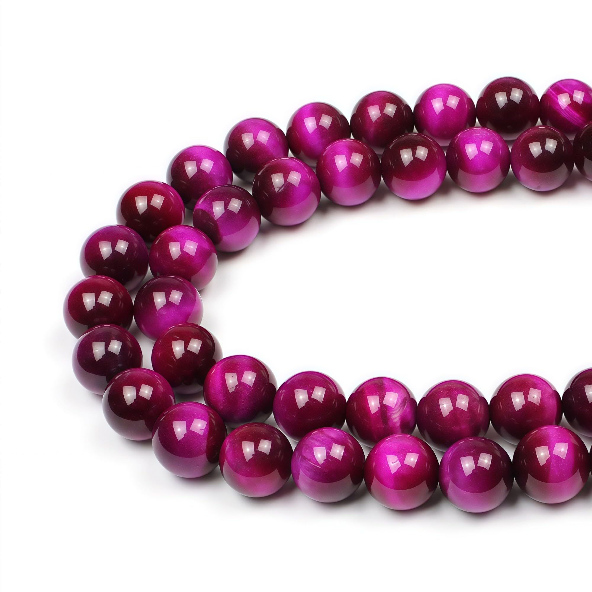 MJDCB Round Stone Beads 8mm Rose Red Tiger Eye Stone Loose Gemstone Beads for Jewelry Making Bracelet Necklace 43pcs