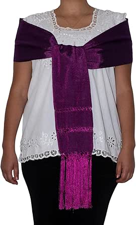 Chal típico mexicano de rebozo o chalina, pashmina mexicana (94 x 23 ...