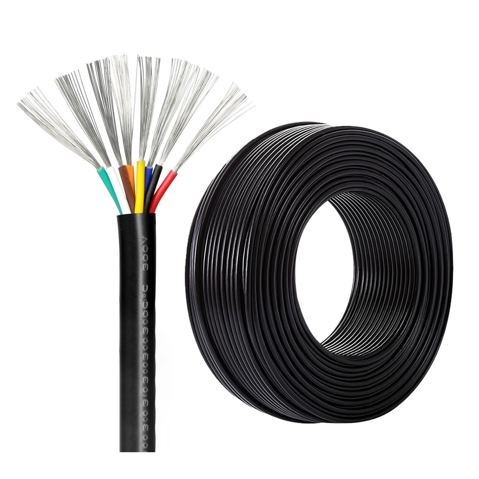Câble de Contrôle 10 Conducteurs 28-18 AWG, Cuivre Étamé 300V, Isolation PVC, Câble Multiconducteur pour Alimentation Basse Tension et Signal(320FT,20AWG-10C)