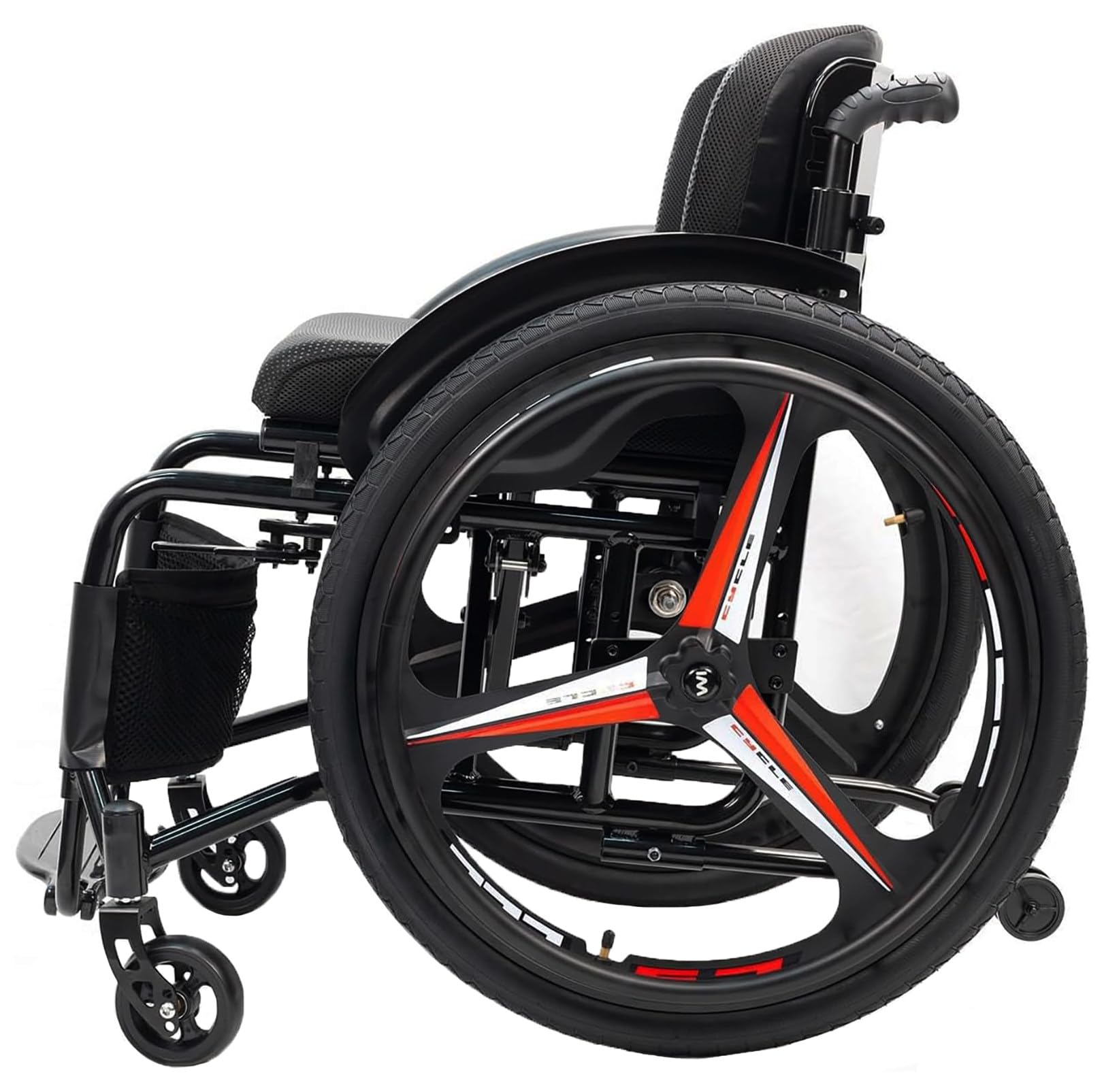 Sedia a rotelle per Adulti, Sedia a rotelle Leggera in Alluminio, capacità di carico 100 kg, poggiapiedi e Altezza del Sedile Regolabili, con Doppia frenata e Ruote antiribaltamento M