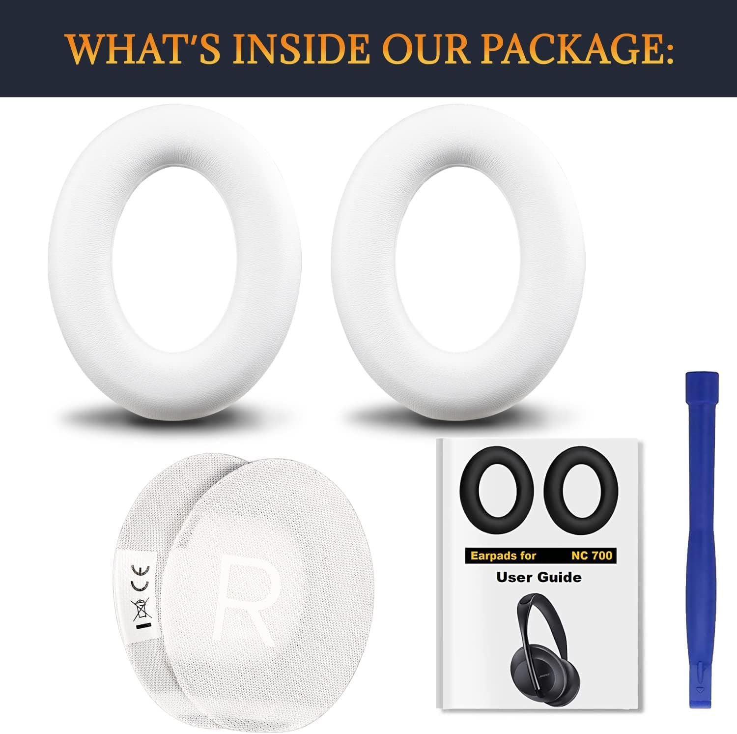 SOULWIT Protein Leather Replacement Earpads for Bose 700 (NC700) Wireless Headphones, Ear Pads Cushions with Softer Protein Leather, High-Density Noise Cancelling Foam, Added Thickness - White - Image 5