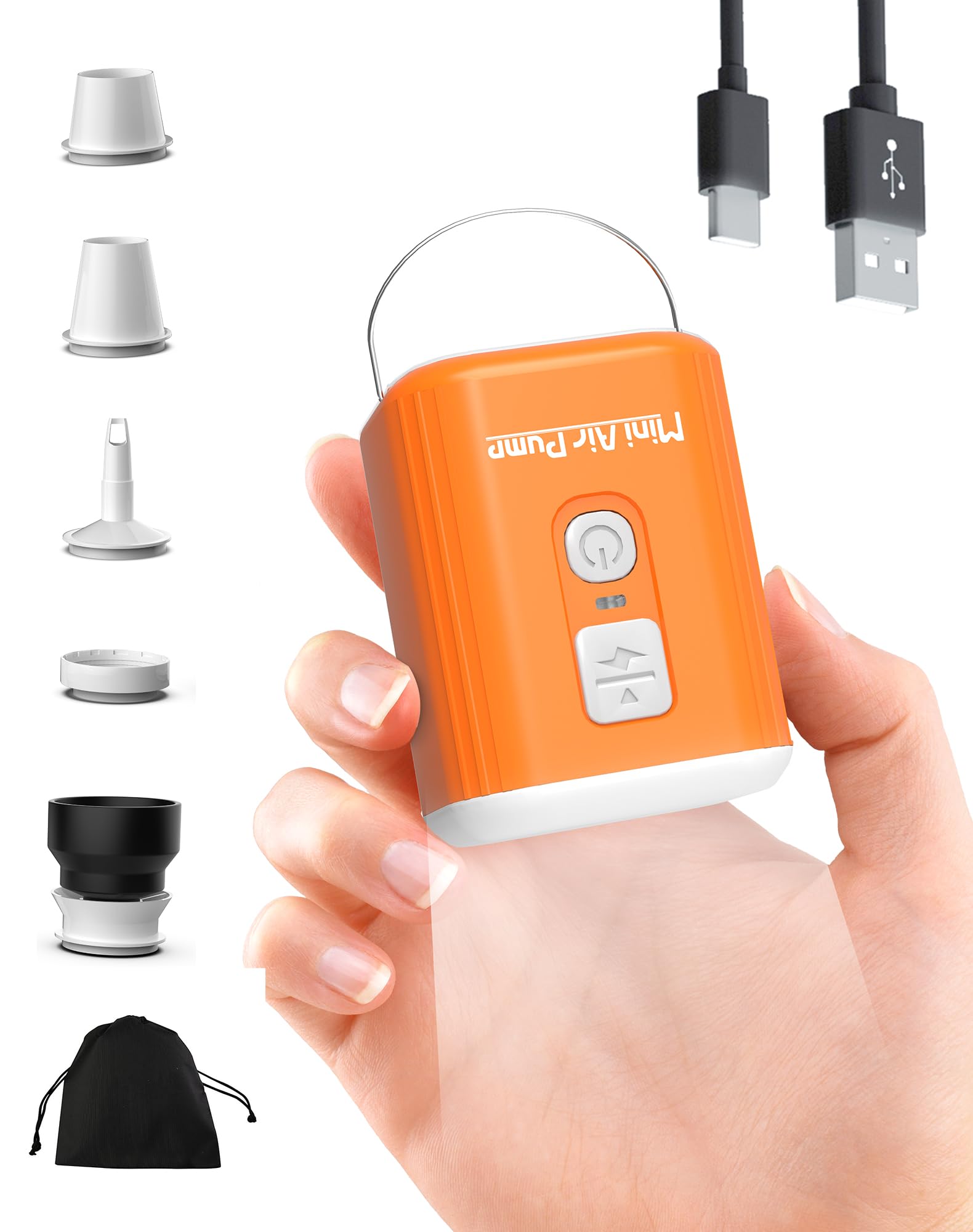 Aoypalp Mini Air Pump for Inflatables with 1600mAh Battery USB Rechargeable, Portable Air Mattress Pump to Inflate Deflate for Pool Floats, Air Bed,