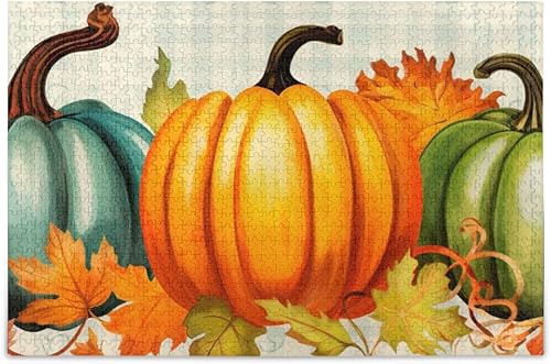 Pumpkin Fall Jigsaw Puzzles 500 Pieces for Adults,Learning Educational Puzzles,Difficult and Challenge Families Toys with Mesh Storage Bag 2011610