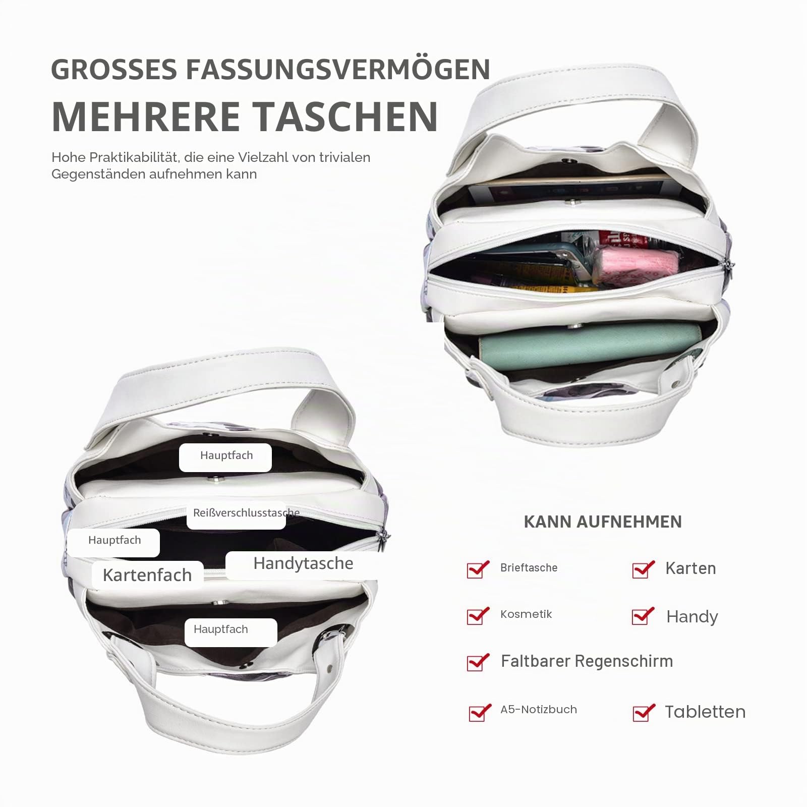 NICOLE & DORIS Handtaschen Damen Designer Tasche Elegante Groß Handtasche Modern Shopper Tote Bag Damentasche mit Blumenmuster