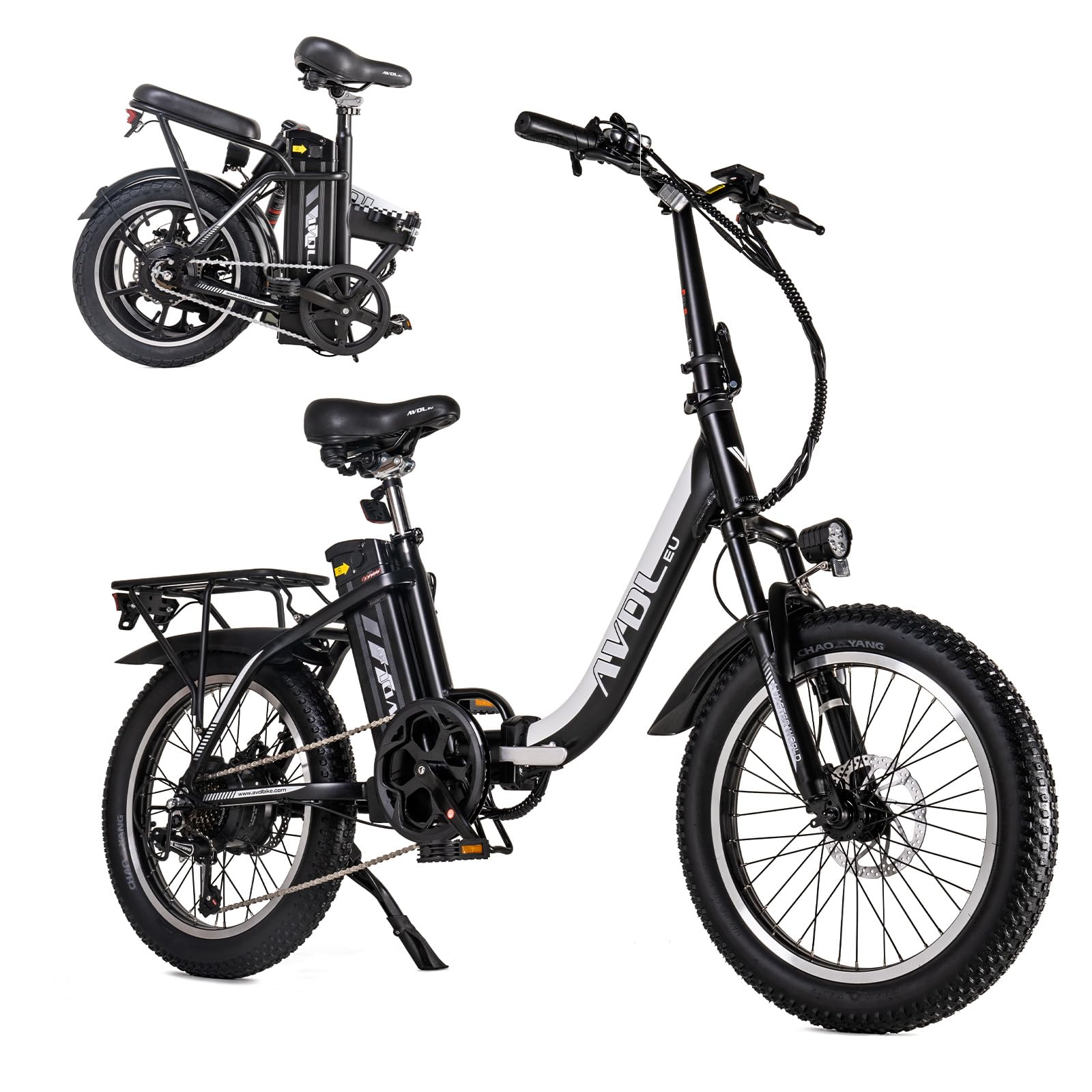 VDL Vélo électrique pliant, cadre en aluminium, moteur puissant, batterie 36 V 12,8 Ah, dérailleur à 7 vitesses, freins à disque avant et arrière, vélo électrique pliable pour ville et trajets en