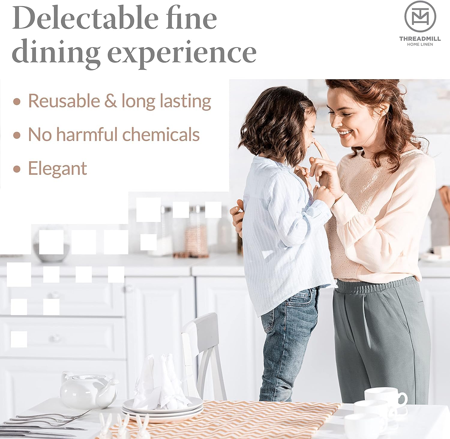 Threadmill Cloth Napkins Set of 6 Cotton | Reusable 16x20 inch Napkins Cloth Washable, Dinner Napkins Perfect for Wedding, Parties, Cocktails, Fall, Thanksgiving, Christmas | White with Blue Stripe