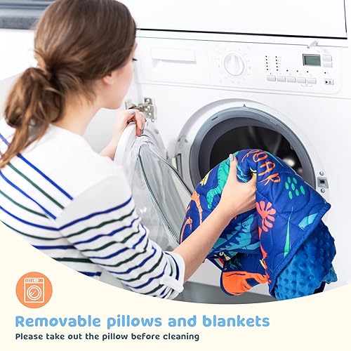 Miniatura 5 de YCDTMY Tapete para siesta de guardería, tapete de dormir para niños con almohada y manta de minky, bolsas de dormir con asa de transporte con