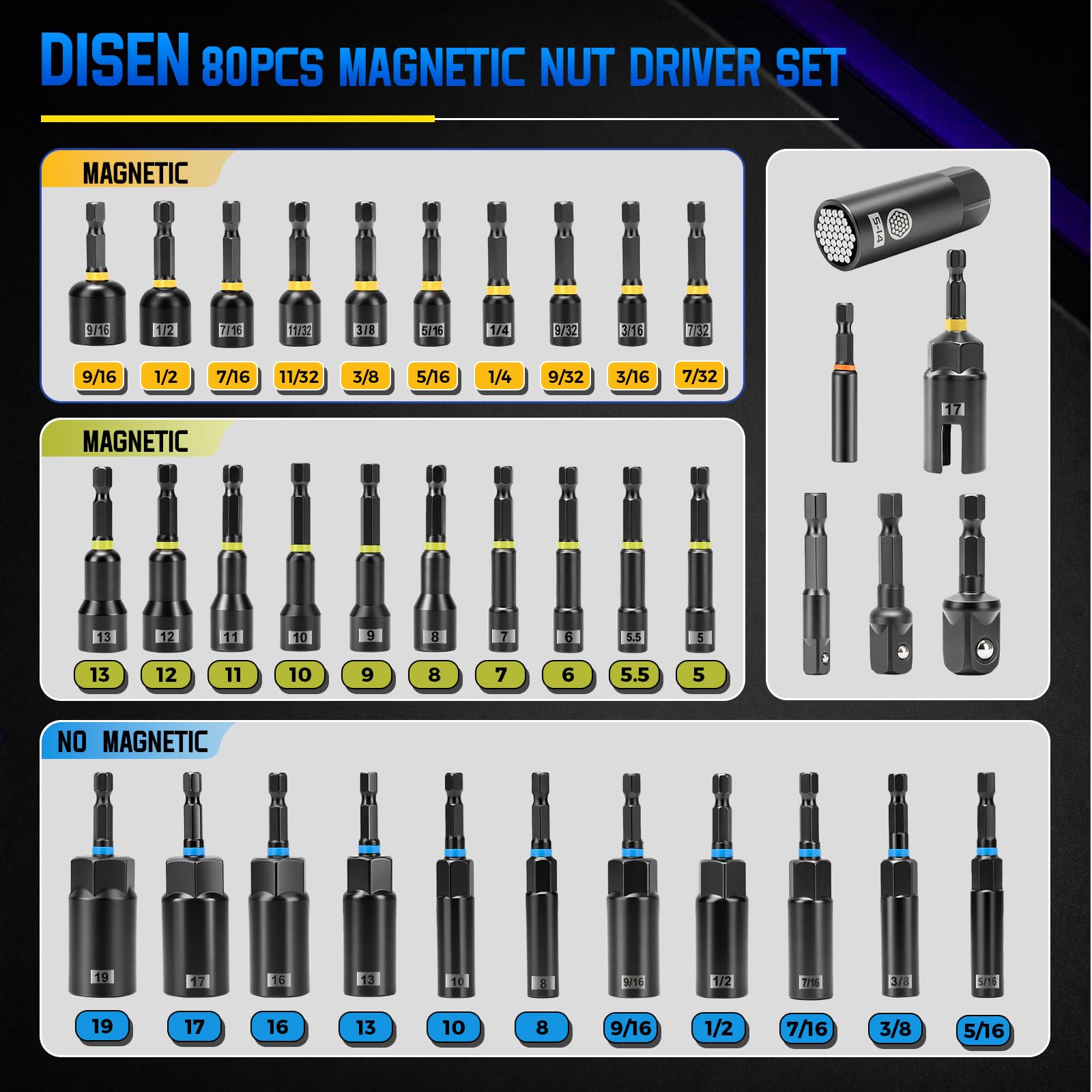 DISEN 80-Piece Magnetic Nut Driver Set -2 DISEN 80-Piece Magnetic Nut Driver Set -2