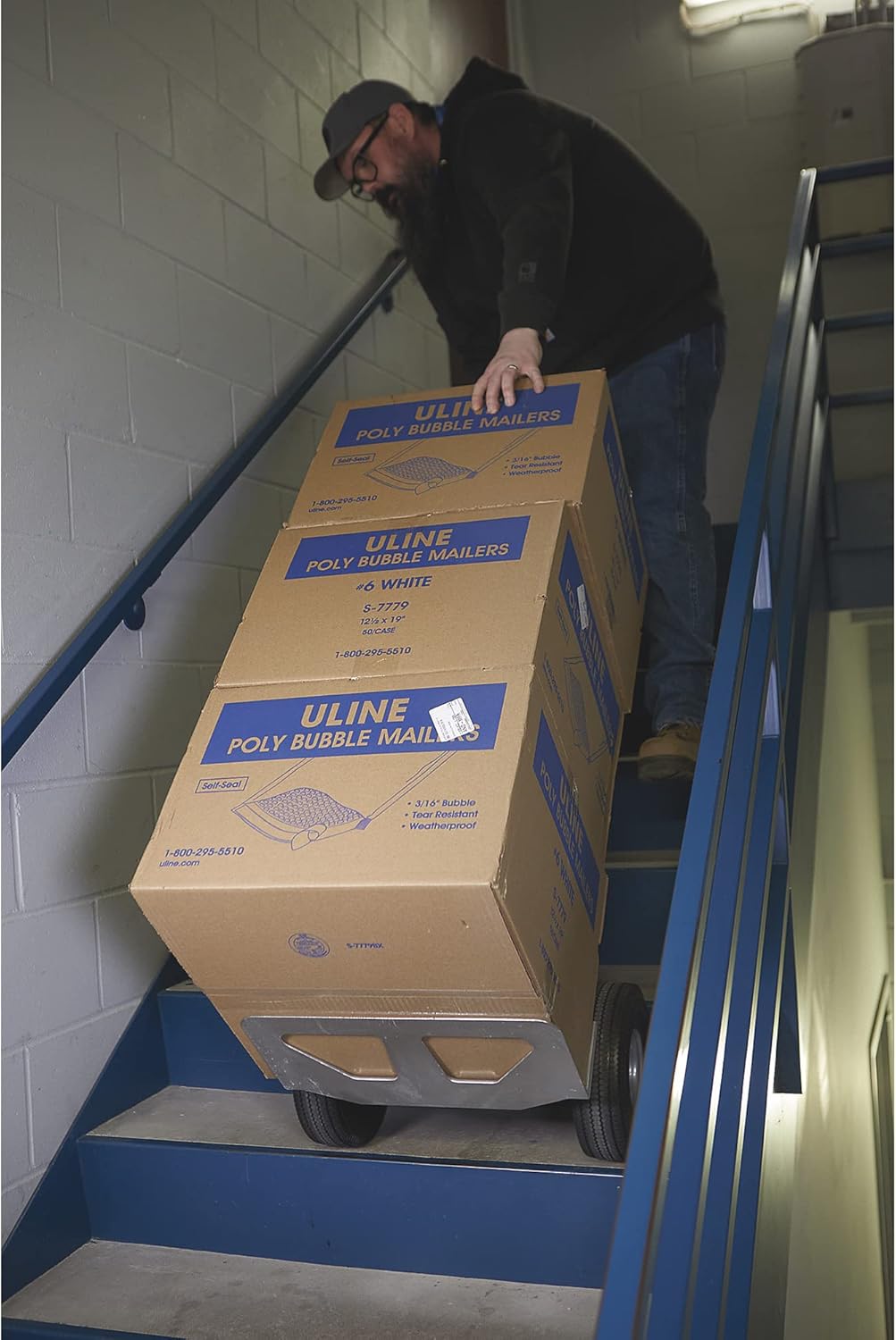 Strongway Continuous Handle Aluminum Hand Truck/Stair Skid Moving Dolly - 660-Lb. Capacity, 18in. Wide Toe Plate, 10in. Polyurethane Wheels, 54in. High - 