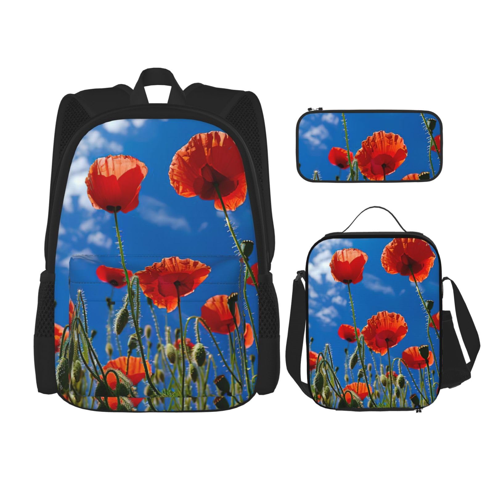 Zaino, borsa portapranzo, astuccio, set da 3 pezzi, per lavoro e