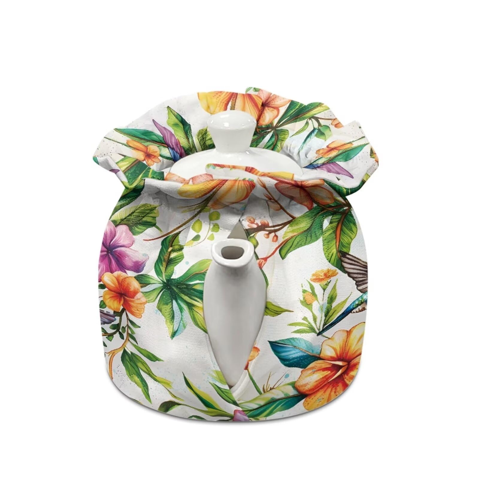 Mintulipy Hummingbird Flower Tea Cosy Keep Warm Teapot Protective Cover Insulated Tea Kettle Dust Cover for Teapots Breakfast Pot Tabletop Kitchen Accessories Tea Pot Covers Only