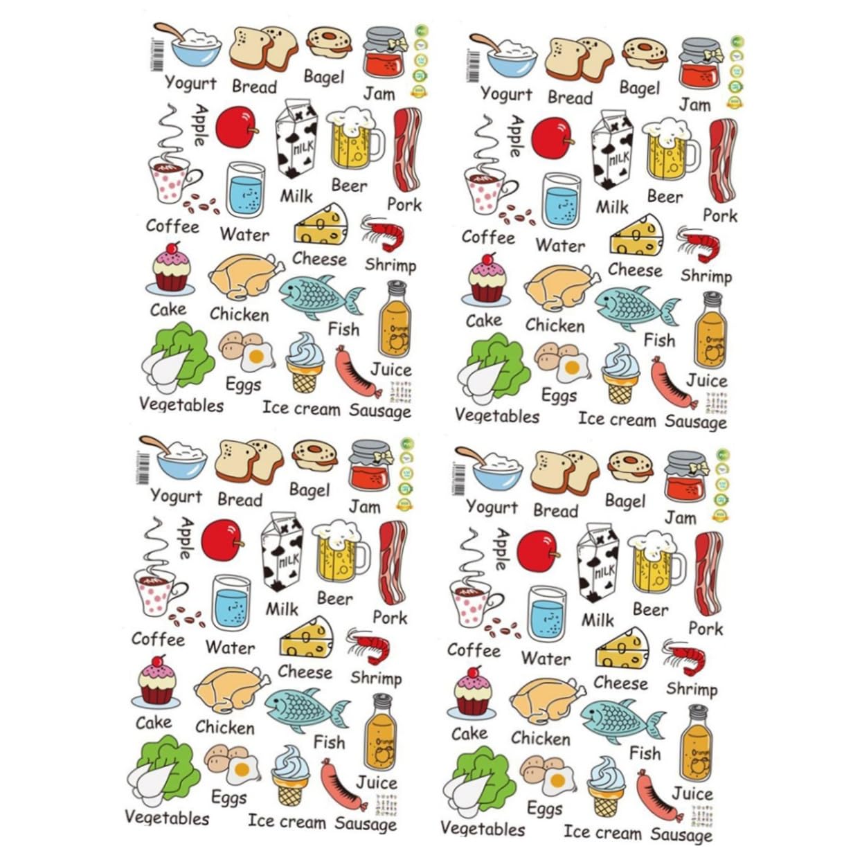 Autocollants muraux en PVC pour réfrigérateur et cuisine - Lot de 2 stickers de décoration dessin animé