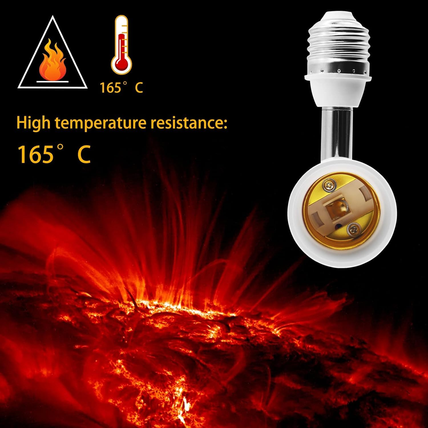 E26/E27 Light Socket Extender, 4.5 Inch Extension,Adjustable Vertical 90°Horizontal 360°, 100V - 250V, Max 150W, Medium Screw Base Light Converter Socket Extender,2-Pack