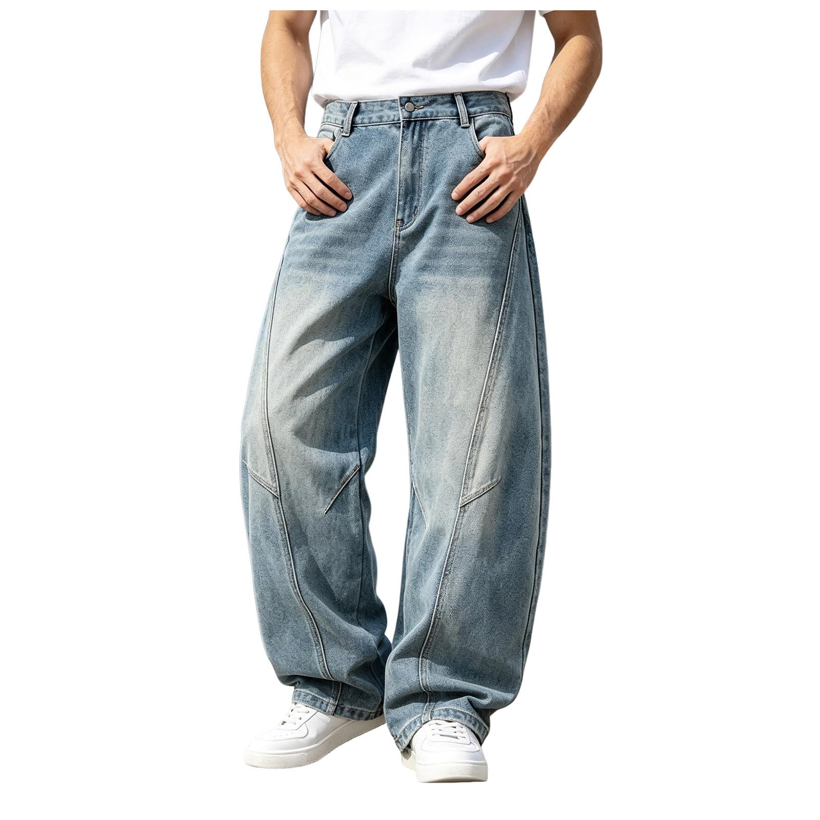 Genérico Vaqueros para Hombre Pantalones De Chándal para Hombre Elásticos Casuales Desgastados De Pierna Recta Suaves Cómodos Uso Diario Vaqueros Pantalones Corte Recto Denim