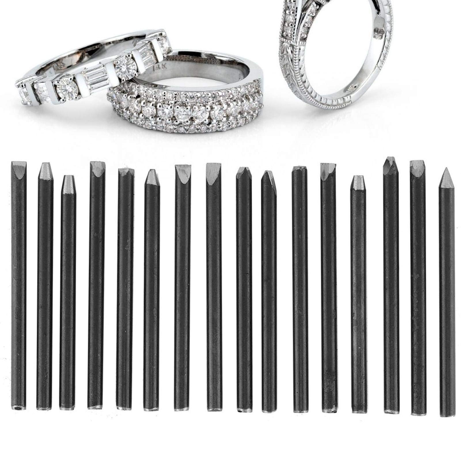 Metal Jewelry Anvil Chisel, Anvil Chisel Equipment Kit, Jewelry Punch Stamp, Professional Jewelry Carving Tools for Jewelry Processing Making Carving Tools(16 sticks)