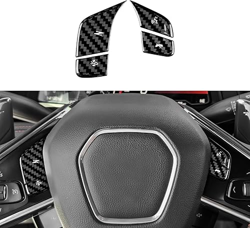 FXETRNL Real Carbon Fiber Steering Wheel Button Covers - 4PCS for Corvette C8 20