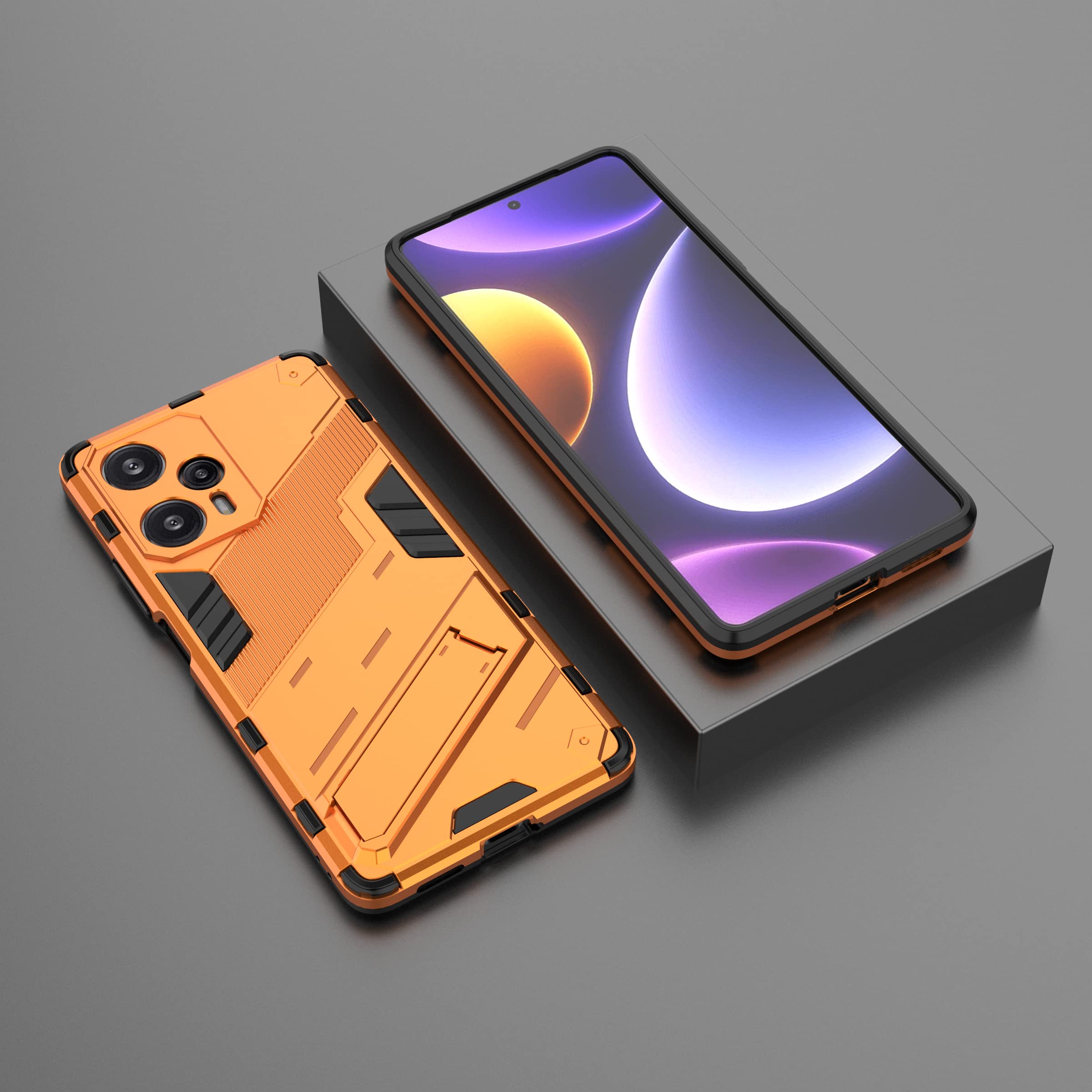 Custodia BAIDIYU Per Xiaomi Redmi Note 12 Turbo - Doppio Strato TPU+PC Antiurto Con Supporto Integrato - Grigio - 3