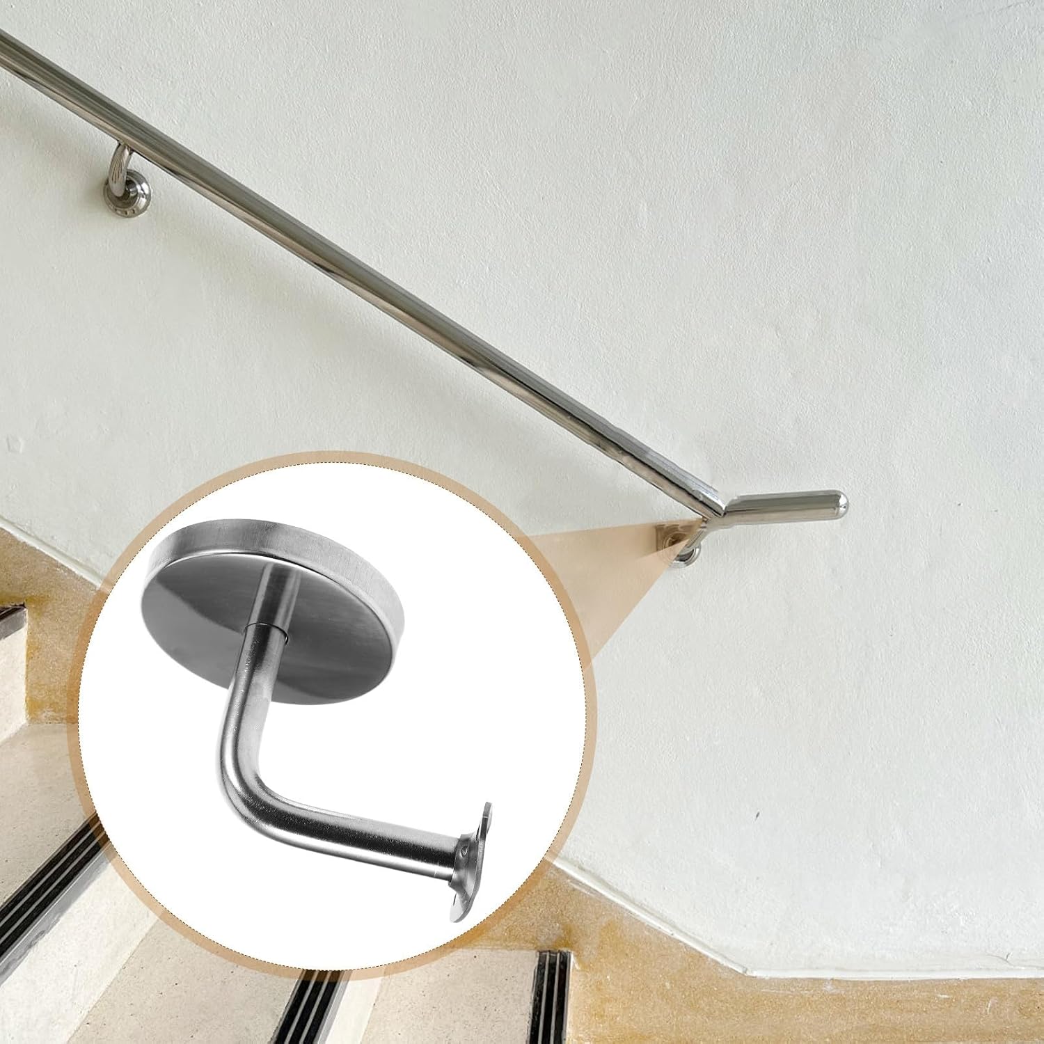 ABOOFAN Stainless Steel Handrail Bracket 304 Support Holder for Indoor Stairs Wall Mount Railing Brackets for Stairway Safety and Corridor Use