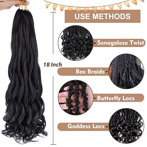 Miniatura 5 de COOKOO 18 Inch 9 Pack French Curly Braiding Hair 1B Soft Bouncy Braids Hair 65gpack Premium Curly Braiding Hair French Curls Synthetic Hair