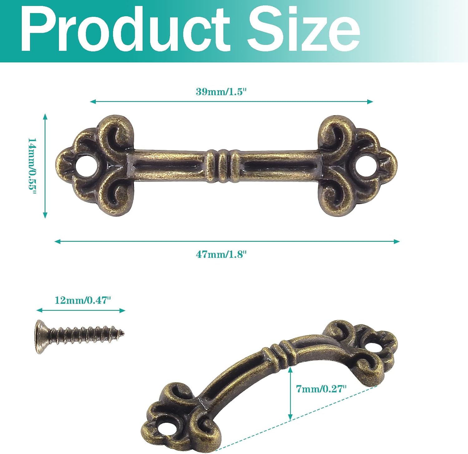Waziaqoc 20pcs Vintage Mini Pulls, Bronze Drawer Pull Zinc Alloy Antique Mini Decorative Handles for Wardrobe Drawer Dresser Jewelry Box