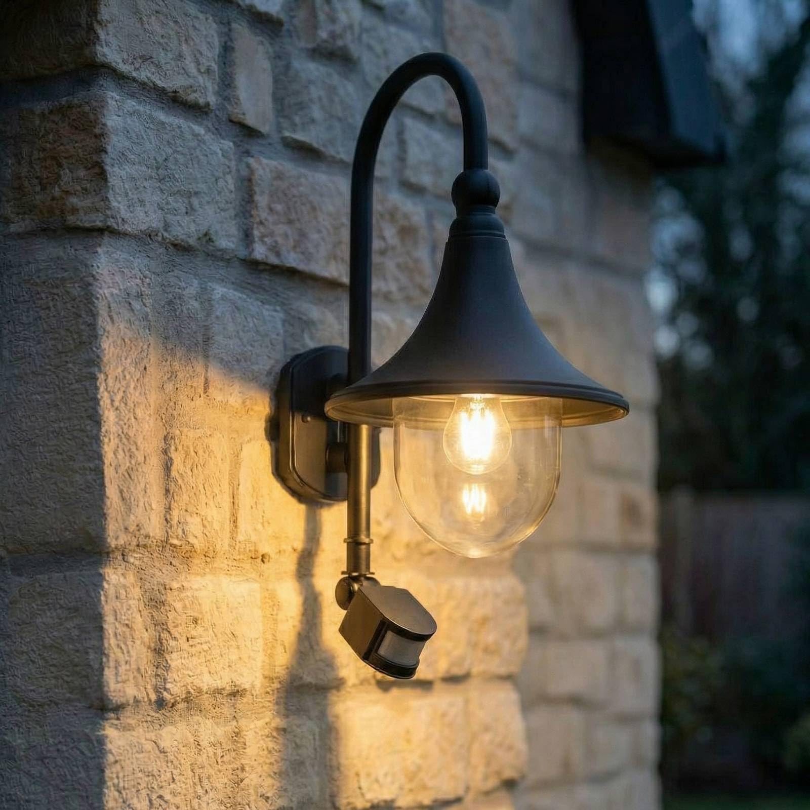 Lindby Applique extérieure Daphne à intensité variable (Moderne) en Noir Aluminium (1 lampe,à E27), pour mur extérieur/façade de maison terrasse und balcon