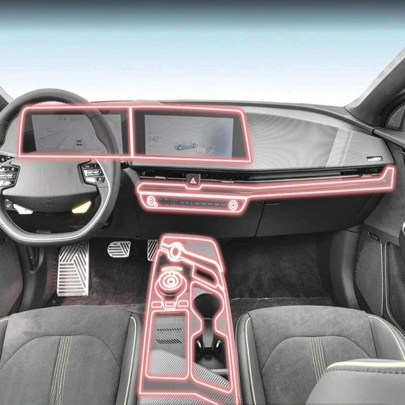 Dashboard Multimedia Navigation Transparent Protection, for Kia EV6 2023 Film Anti-Scratch