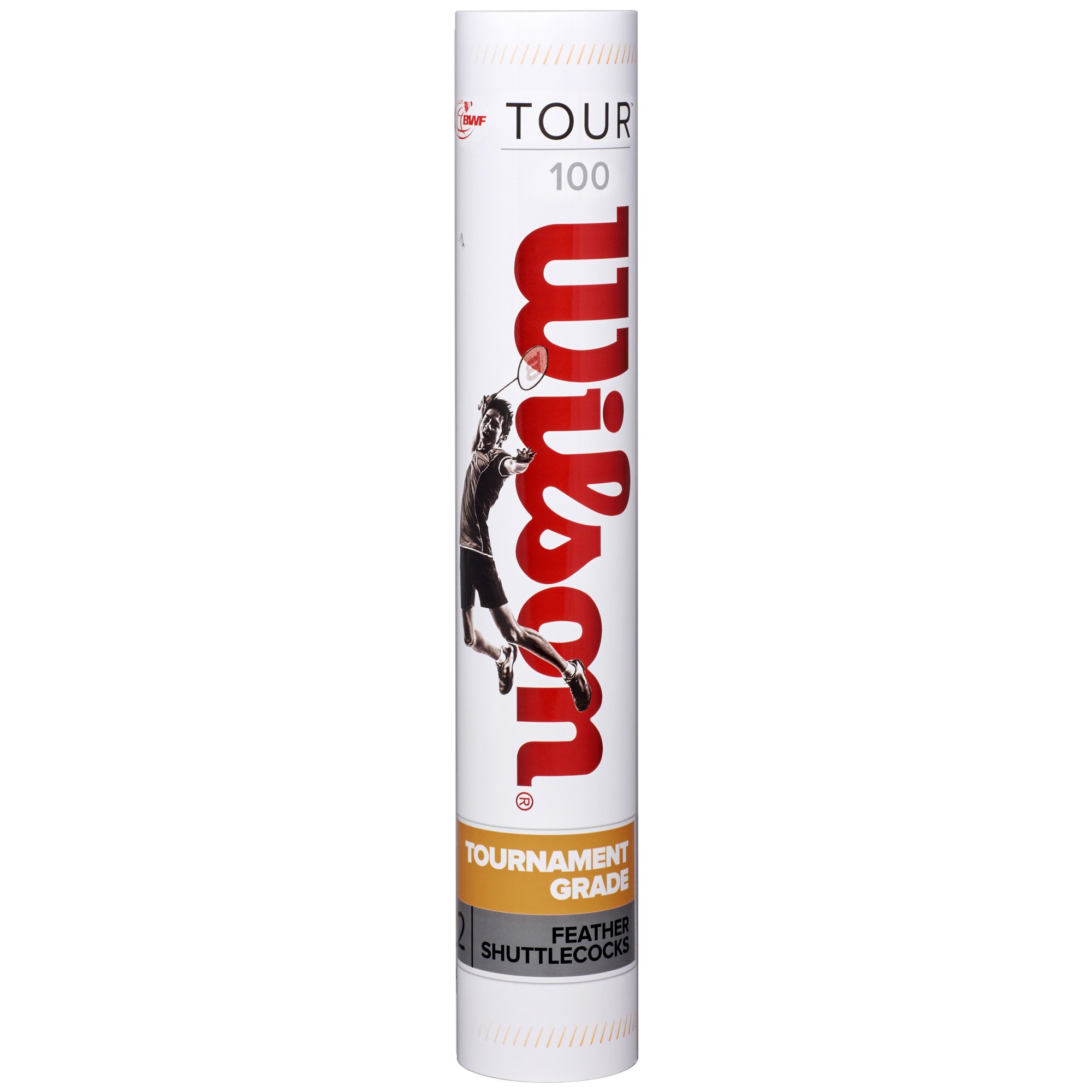 Wilson Tour 100 Volani da Badminton, Confezione da 12, Piuma/Sughero Naturale, Bianco