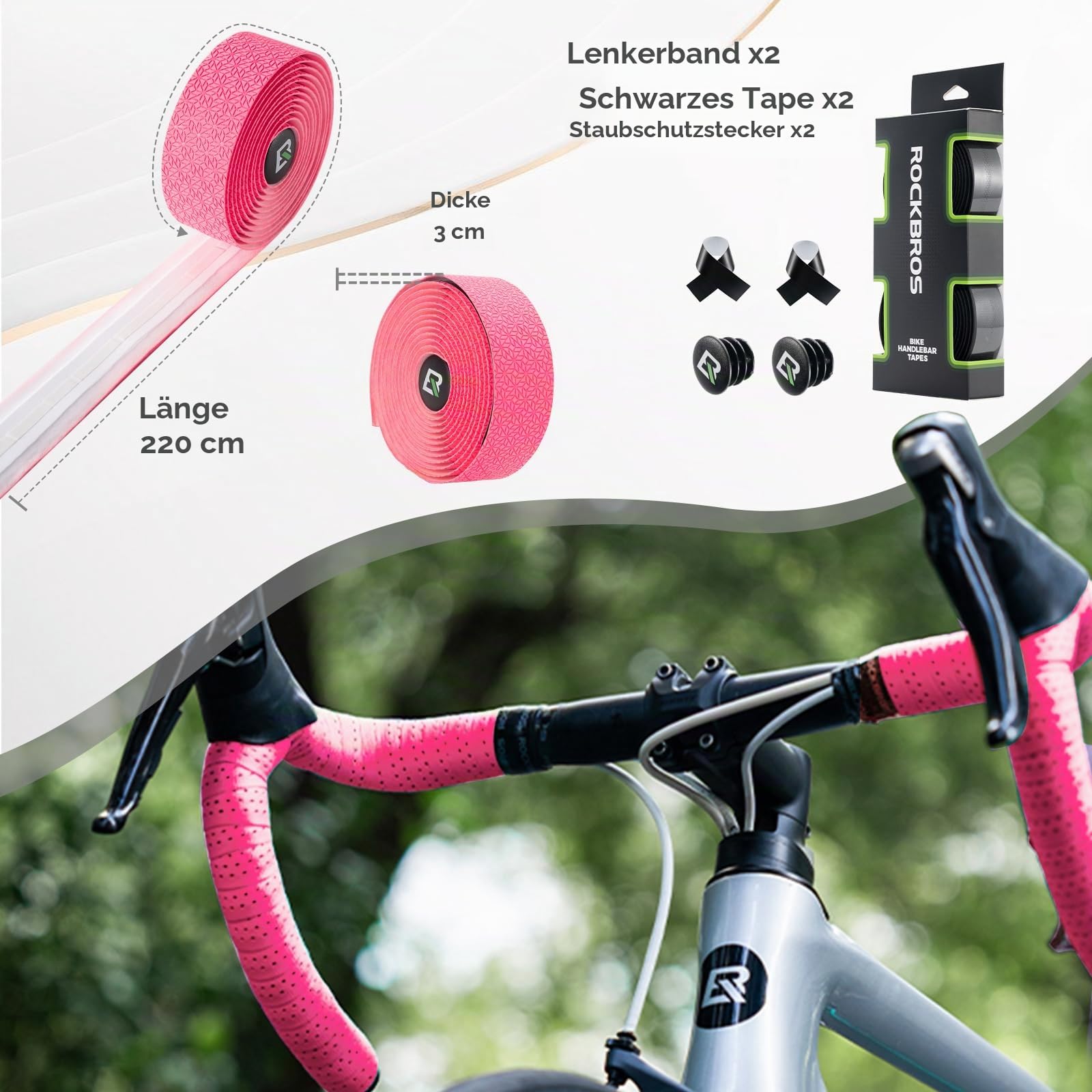 rennrad lenkerband pink ROCKBROS 220 cm, 2 Rollen Lenkerbandset Color_Grey and Silver El mountainbike afbetaling Archieven Color:Tan Camo