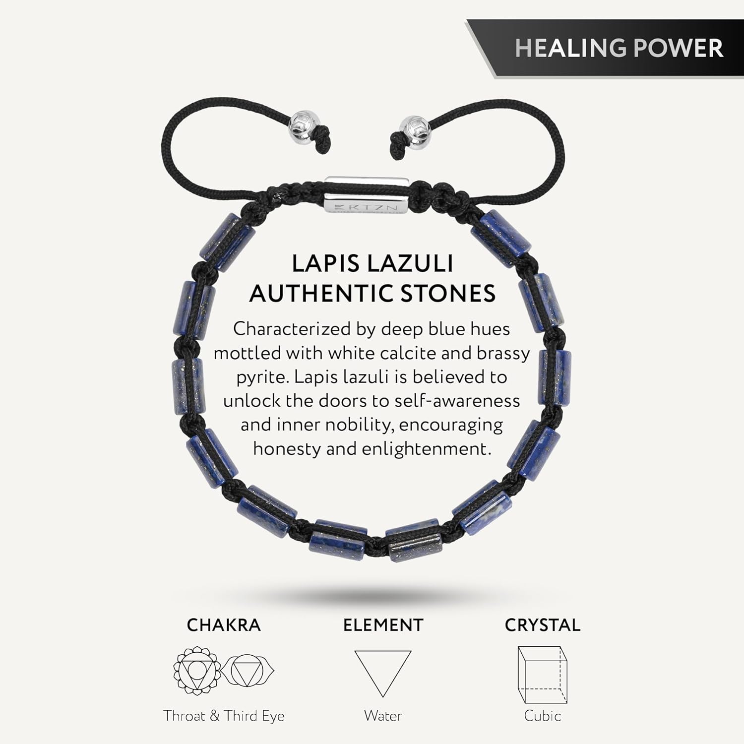 RTZN® Lapis Lazuli Bracelet for Men – Premium Artisan Handcrafted Authentic Blue Lapis Lazuli Men's Beaded Bracelet – Adjustable Blue Lapis Bracelets for Men - Image 4