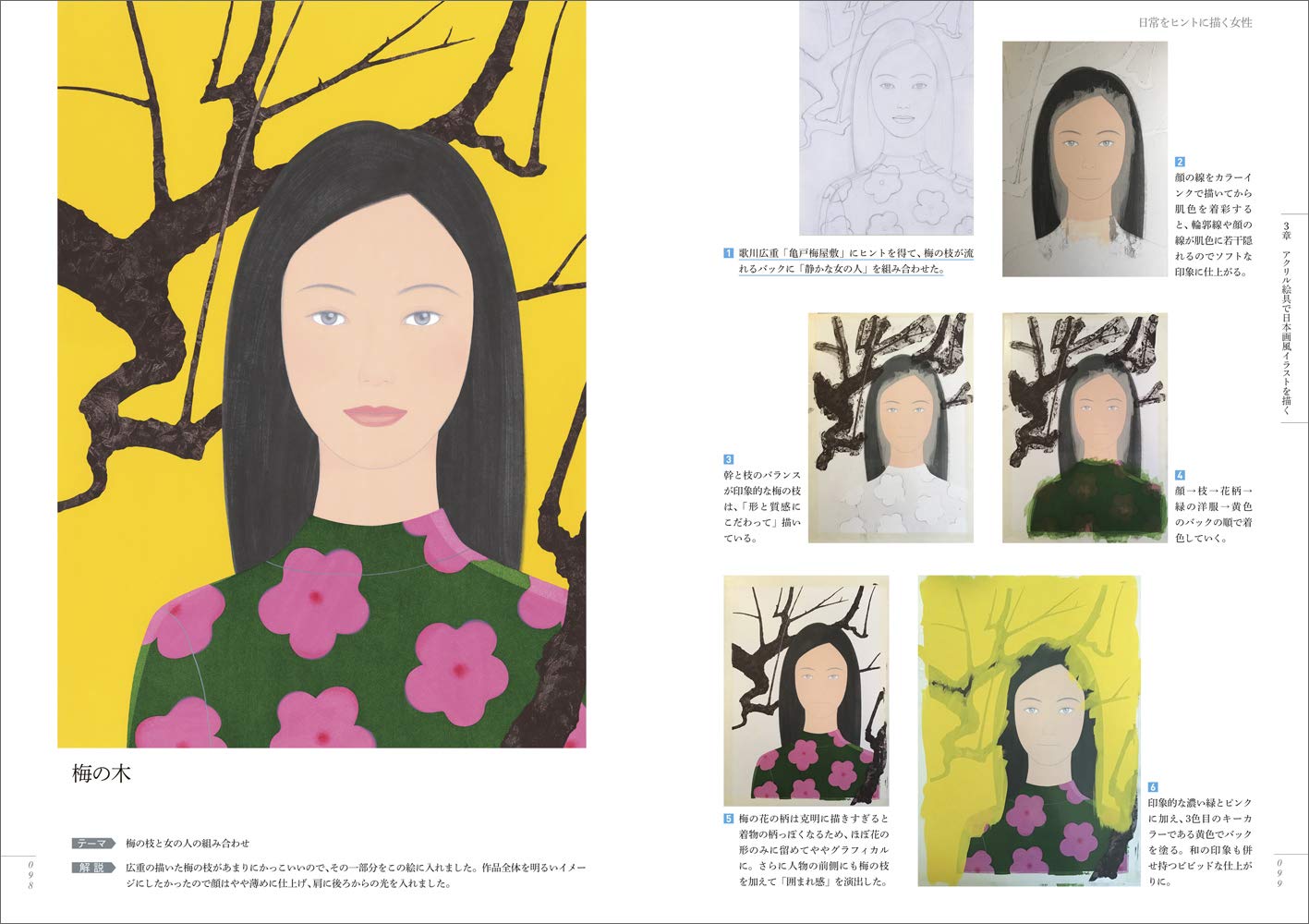 アクリル絵具で描こう 日本画風イラストテクニック 福井真一 本 通販 Amazon