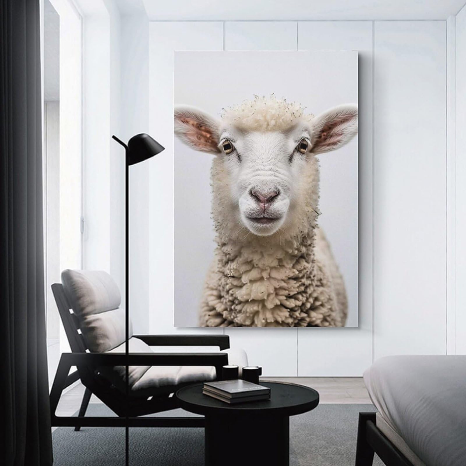 Junmoney Sheep Face Canvas Wall Picture, 20x30inch(50x75cm), for Front Hall, Corridor Or Welcome Spaces, Wall Decor to Refresh Empty Corners