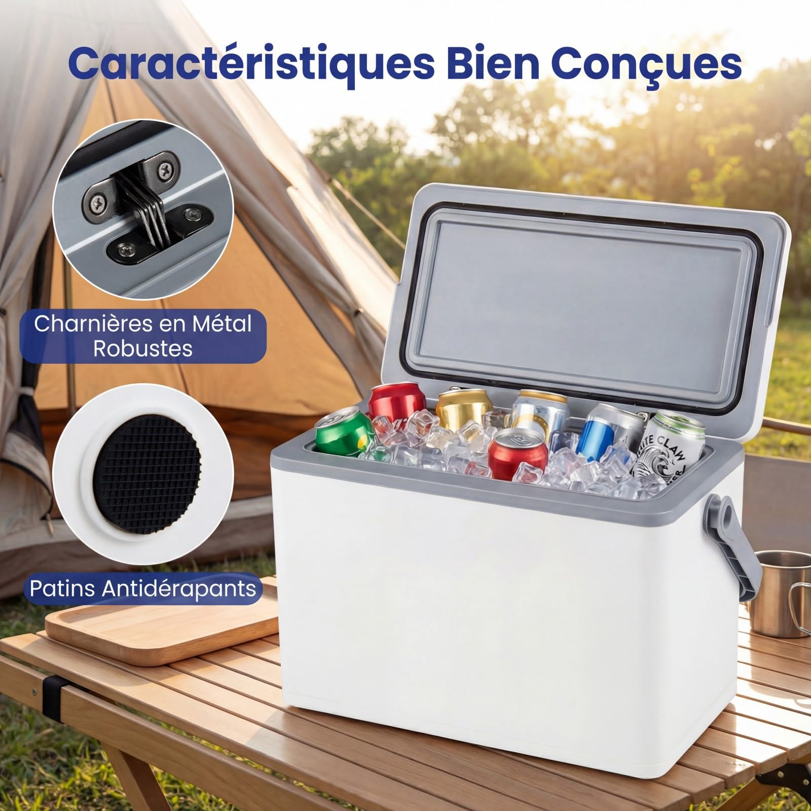 COSTWAY Glacière Isotherme Portable 12 L avec Poignée Ergonomique, Glacière Rigide Mobile Moulée par Injection, Étanche Gardant la Glace 3 Jours pour Camping, Pêche