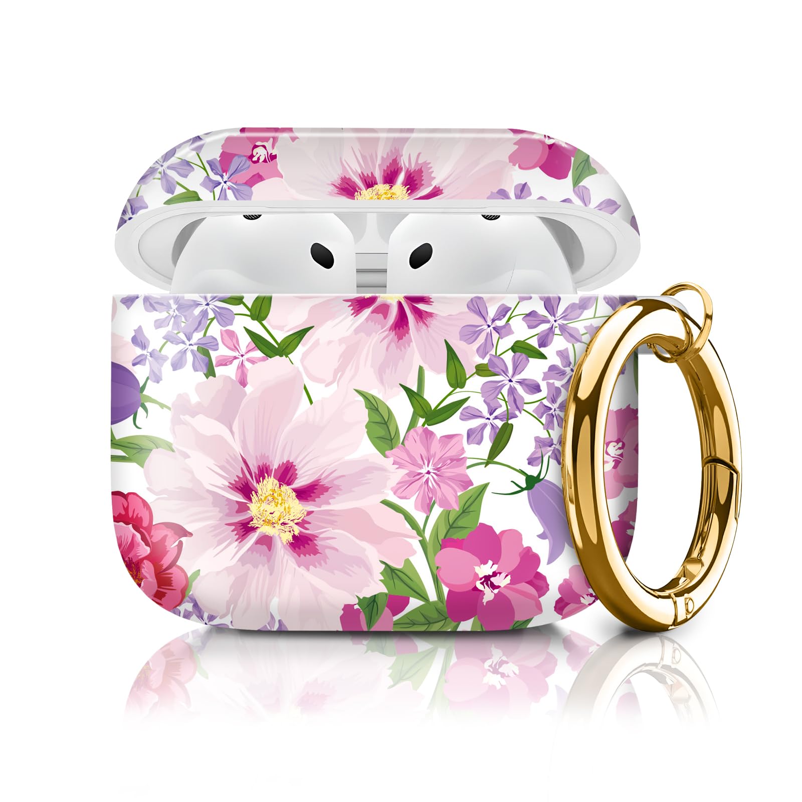 Compatible with Apple Airpods 4th Generation Case Cover(2024), Protective TPU Soft Cases Cover Rugged for Airpod 4 Case with Golden Keychain for Women