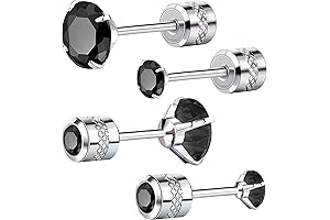 Flat Back Earrings for Women Black Studs Earrings Set