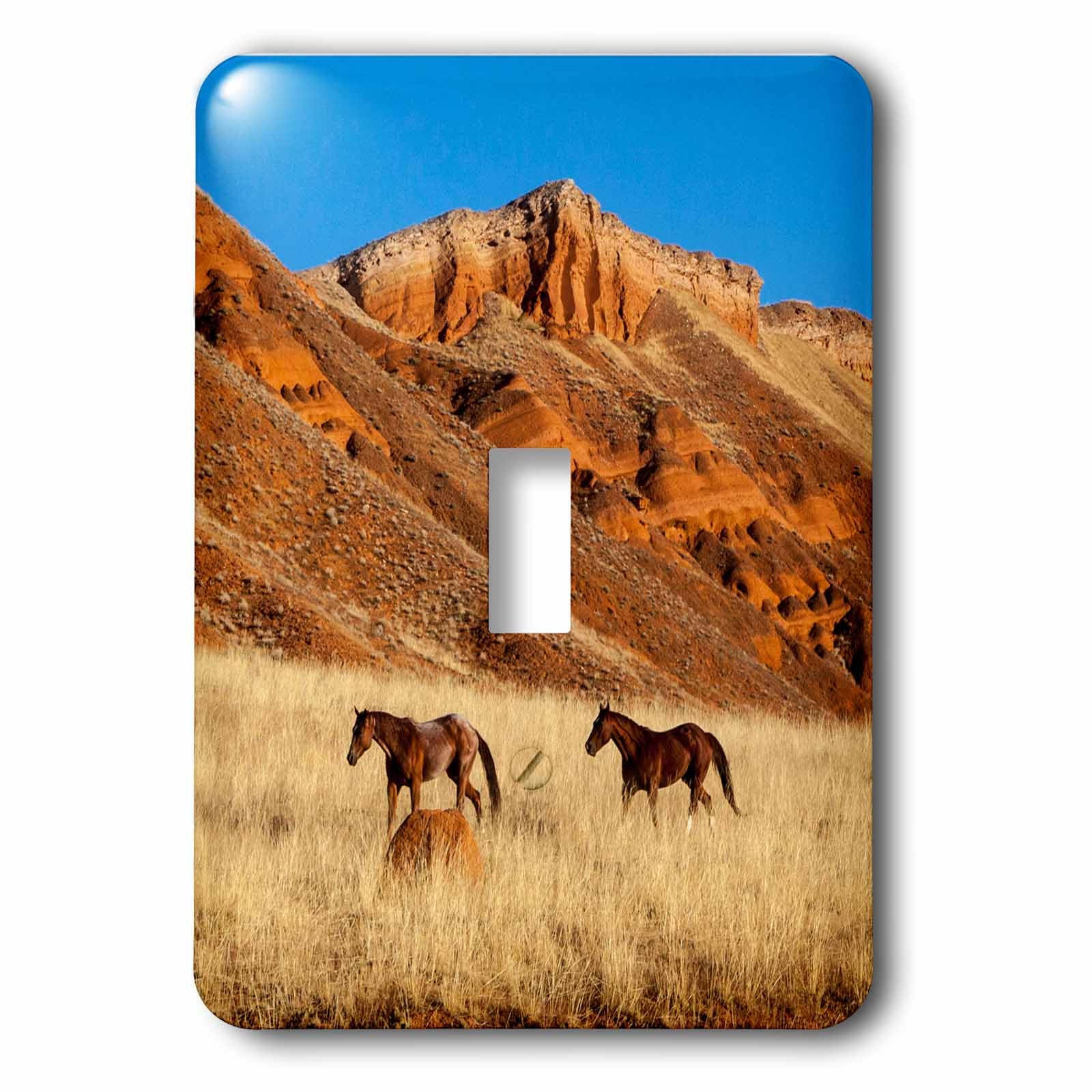 Interrupteur à baïonnette Wyoming Horses chevaux en course décor mural élégant 3dRose