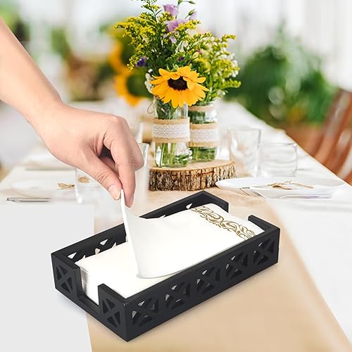 Miniatura 2 de Toallero de invitados para servilleteros de baño, moderno, desechable, para toallas de mano, cesta de madera negra para servilletas de papel de