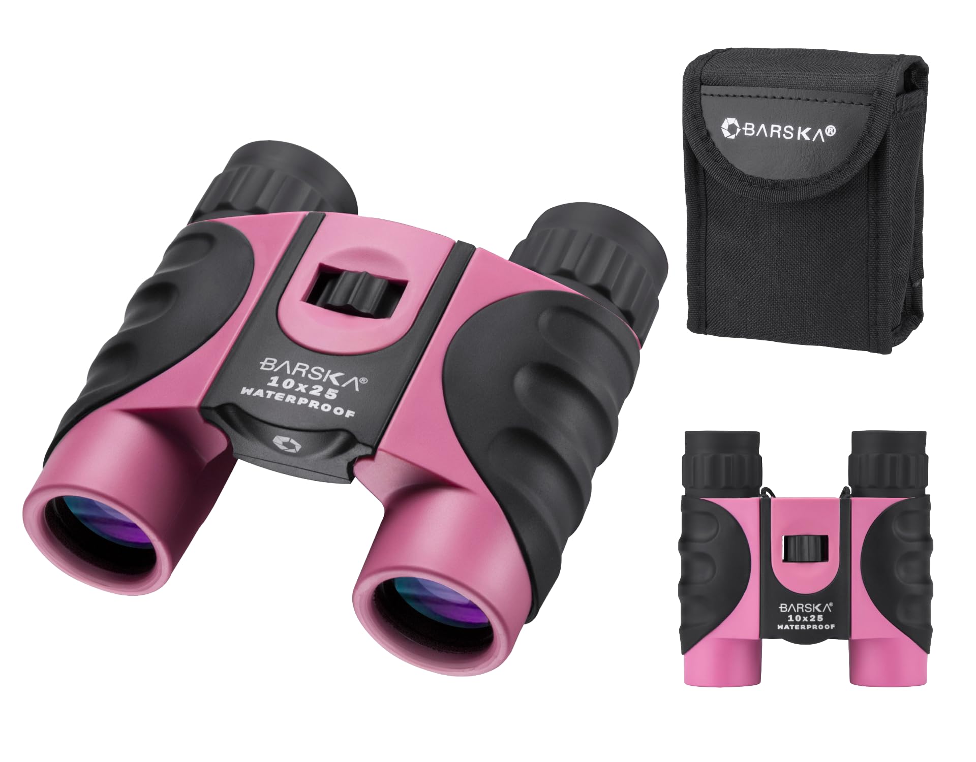 Barska Fernglas Blueline mit Tragetasche, Pink-Schwarz, 10 x 25, BA-AB12418