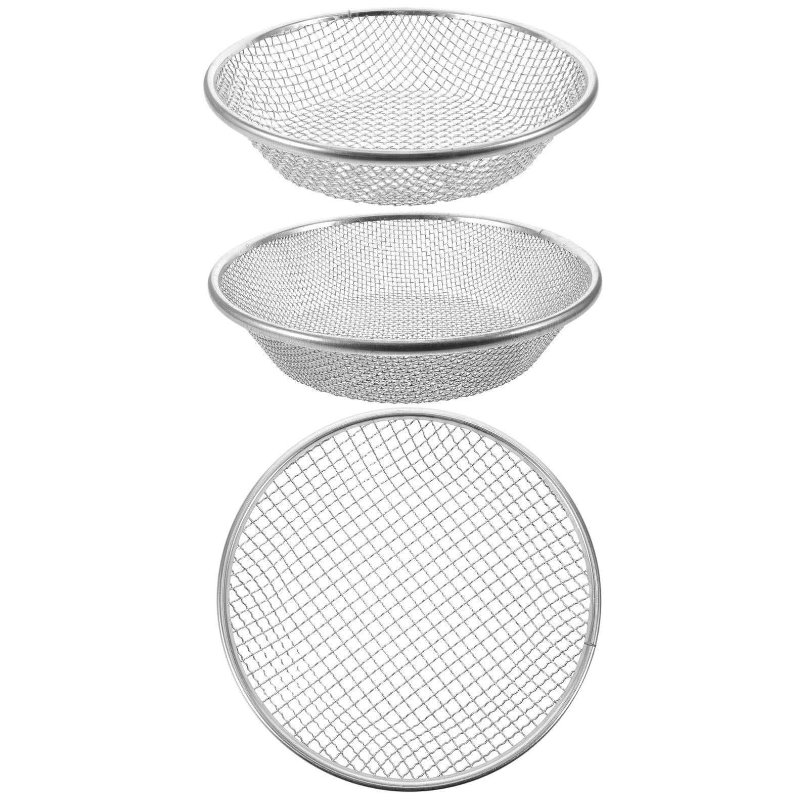 3 Pièces Tamis de Jardin en Fer Galvanisé Argenté 30x30x7 Cm Maille Métallique Renforcée pour Tamiser Sol et Compost, pour Culture de Semis et Succulentes